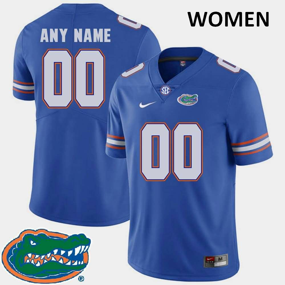Women's NCAA Florida Gators Customize #00 Stitched Authentic Nike Royal 2018 SEC College Football Jersey UOV7265FN
